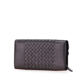 Nappa Intrecciato Grommet Scalloped Edge Long Wallet